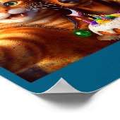 Funny Mardi Gras Cat Dachshund Selfie Squad  Poster (Ecke)