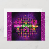Funny Mardi Gras Crawfish Lila Postkarte (Vorne/Hinten)