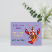 Funny Mardi Gras Crawfish - New Orleans or Nowhere Postkarte (Stehend Vorderseite)