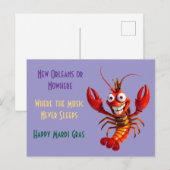 Funny Mardi Gras Crawfish - New Orleans or Nowhere Postkarte (Vorne/Hinten)