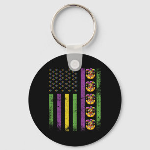 Funny Mardi Gras Ducks Usa Flag Beads Rubber Duck Schlüsselanhänger