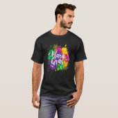 Funny Mardi Gras Festival Jester Hat Beads Mask Wo T-Shirt (Vorne ganz)