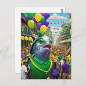 Funny Mardi Gras Fish Postkarte (Vorne/Hinten)