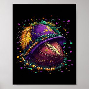 Funny Mardi Gras Footbyll Beads New Orleans Men Wo Poster