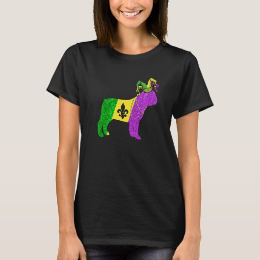 Funny Mardi Gras French Bulldog Dog Mardi Gras Hat T-Shirt (Vorderseite)