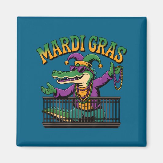 Funny Mardi Gras Gator New Orleans Party Squad Bea Magnet (Vorne)