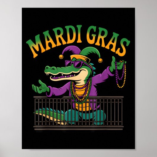 Funny Mardi Gras Gator New Orleans Party Squad Bea Poster (Vorne)