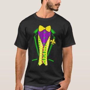 Funny Mardi Gras Lazy Tuxedo Kostüm Krawatte Tuch T-Shirt