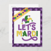 Funny Mardi Gras Lila Gold Postkarte (Vorne/Hinten)