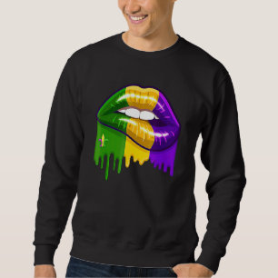 Funny Mardi Gras Lips Queen Carnival Kostüm Purpl Sweatshirt