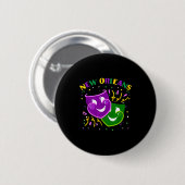 Funny Mardi Gras Mask Louisiana New Orleans Carniv Button (Vorne & Hinten)