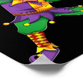 Funny Mardi Gras Outfit Dabbing Jester New Orleans Poster (Ecke)
