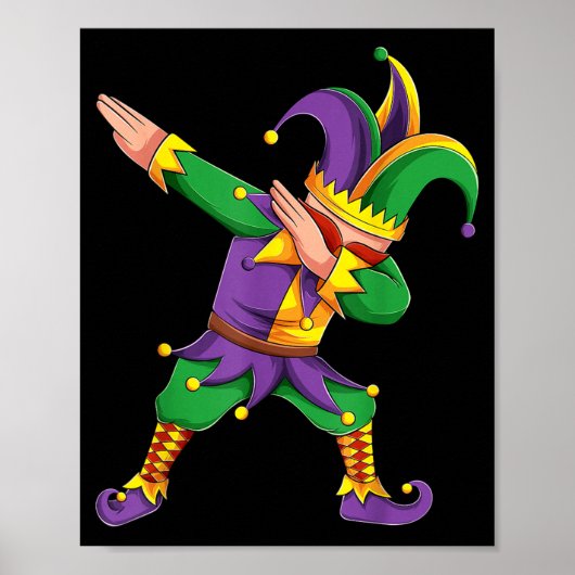 Funny Mardi Gras Outfit Dabbing Jester New Orleans Poster (Vorne)
