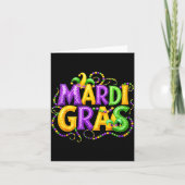 Funny Mardi Gras Parade Jester Hat Beads Men Women Karte (Vorderseite)