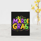 Funny Mardi Gras Parade Jester Hat Beads Men Women Karte (Gelbe Blume)