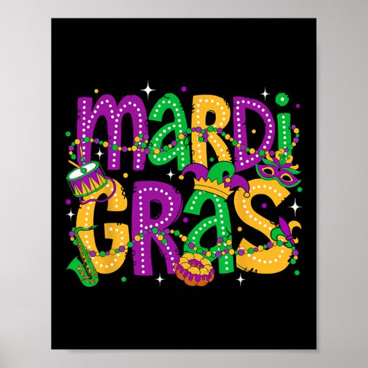 Funny Mardi Gras Parade Outfit Jester Hat Men Wome Poster (Vorne)
