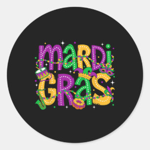 Funny Mardi Gras Parade Outfit Jester Hat Men Wome Runder Aufkleber