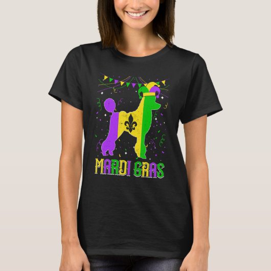 Funny Mardi Gras Poodle Dog Dad Mom Mardi Gras T-Shirt (Vorderseite)