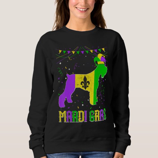 Funny Mardi Gras Schnauzer Dog Dad Mom Mardi Gras Sweatshirt (Vorderseite)