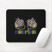 Funny Mardi Gras Skeleton Hände mit Perlen und Fal Mousepad (Mit Mouse)