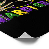 Funny Mardi Gras Skeleton Hands Poster (Ecke)