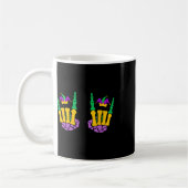 Funny Mardi Gras Skeleton Hands Rock On Devil Horn Kaffeetasse (Links)