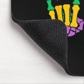 Funny Mardi Gras Skeleton Hands Rock On Devil Horn Mousepad (Ecke)