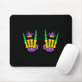 Funny Mardi Gras Skeleton Hands Rock On Devil Horn Mousepad (Mit Mouse)