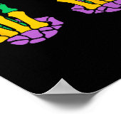 Funny Mardi Gras Skeleton Hands Rock On Devil Horn Poster (Ecke)