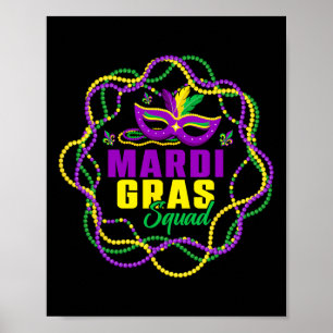 Funny Mardi Gras Squad Gold Lila grüne Beeren Fett Poster