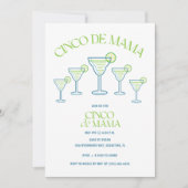 Funny Margarita Cinco de Mama Party Einladung (Vorderseite)