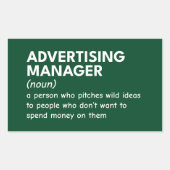 Funny Marketing Manager Definition Rechteckiger Aufkleber (Vorderseite)