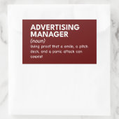Funny Marketing Manager Definition Rechteckiger Aufkleber (Tasche)