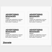 Funny Marketing Manager Definition Rechteckiger Aufkleber (Blatt)