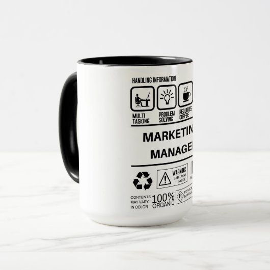 Funny Marketing Manager Handling Information Tasse (Vorderseite Links)