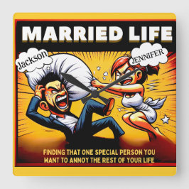 Funny Marriage Anniversary Anpassbares Geschenk Quadratische Wanduhr