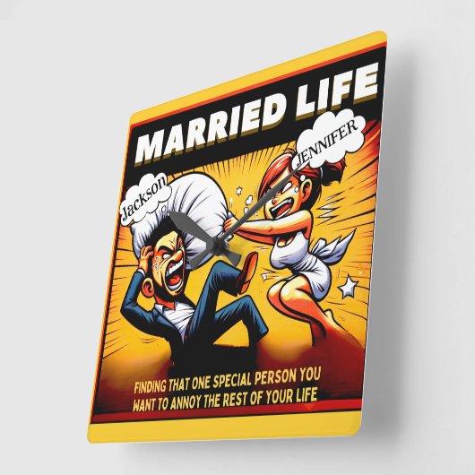 Funny Marriage Anniversary Anpassbares Geschenk Quadratische Wanduhr (Winkel)