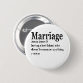 Funny Marriage Definition Ehepaar Ehemann-Geschenk Button (Vorne & Hinten)