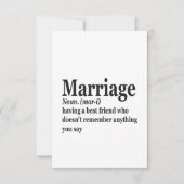 Funny Marriage Definition Ehepaar Ehemann-Geschenk Dankeskarte (Vorderseite)
