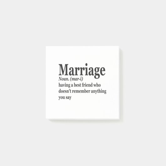 Funny Marriage Definition Ehepaar Ehemann-Geschenk Post-it Klebezettel (Vorderseite)