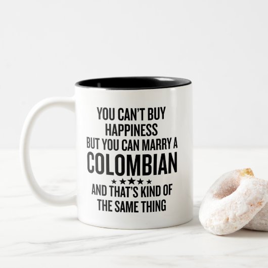 Funny Marry A Colombian Zweifarbige Tasse (Mit Donut)