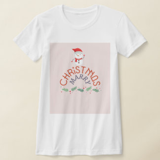 Funny Marry Weihnachtsschnee Mann pink T-Shirt