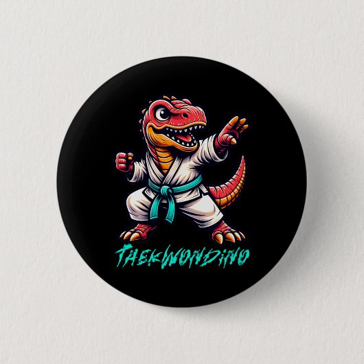 Funny Martial Arts Karate Taekwondo Dino Animal Cu Button (Vorderseite)