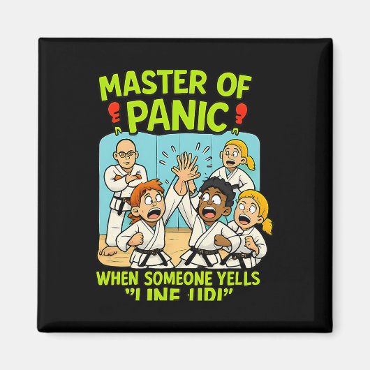 Funny Martial Arts Panic Line Up Boxing Cartoon Magnet (Vorne)
