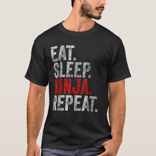 Funny Martial Ninja Kostüm Eat Sleep Ninja Wiederh T-Shirt (Vorderseite)
