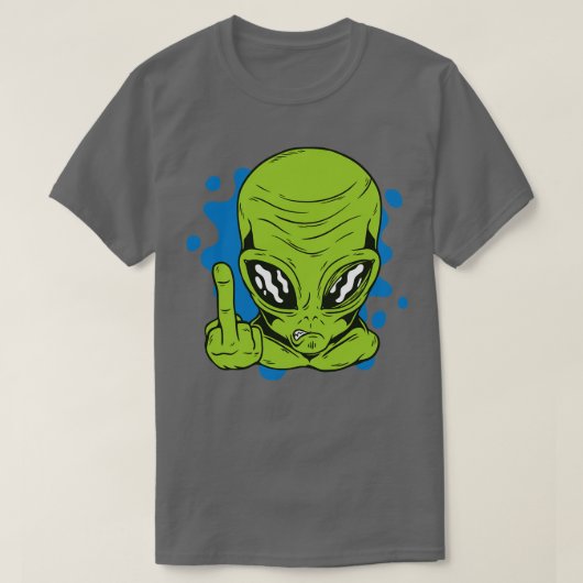 Funny Martian Drehe Middle Finger T-Shirt (Design vorne)