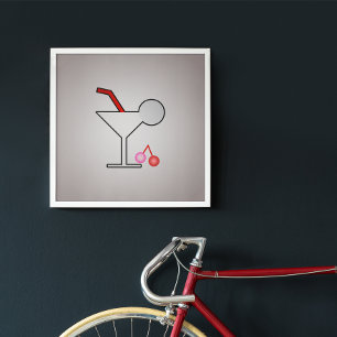 Funny Martini - Retro Cocktail mit Cherry Drehung Poster