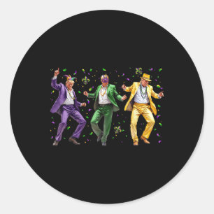Funny Masked Trump Dance Mardi Gras New Orleans Runder Aufkleber