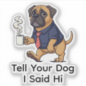 Funny Mastiff Dog Business Suit Coffee Aufkleber (Vorderseite)