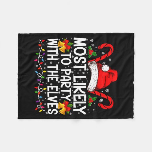 Funny Matching Christmas Most Likely To Party Fleecedecke (Vorderseite (Horizontal))